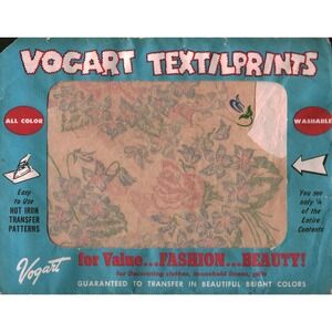 Vintage Vogart Textilprints Hot Iron Transfer Patterns Floral Washable DIY Craft